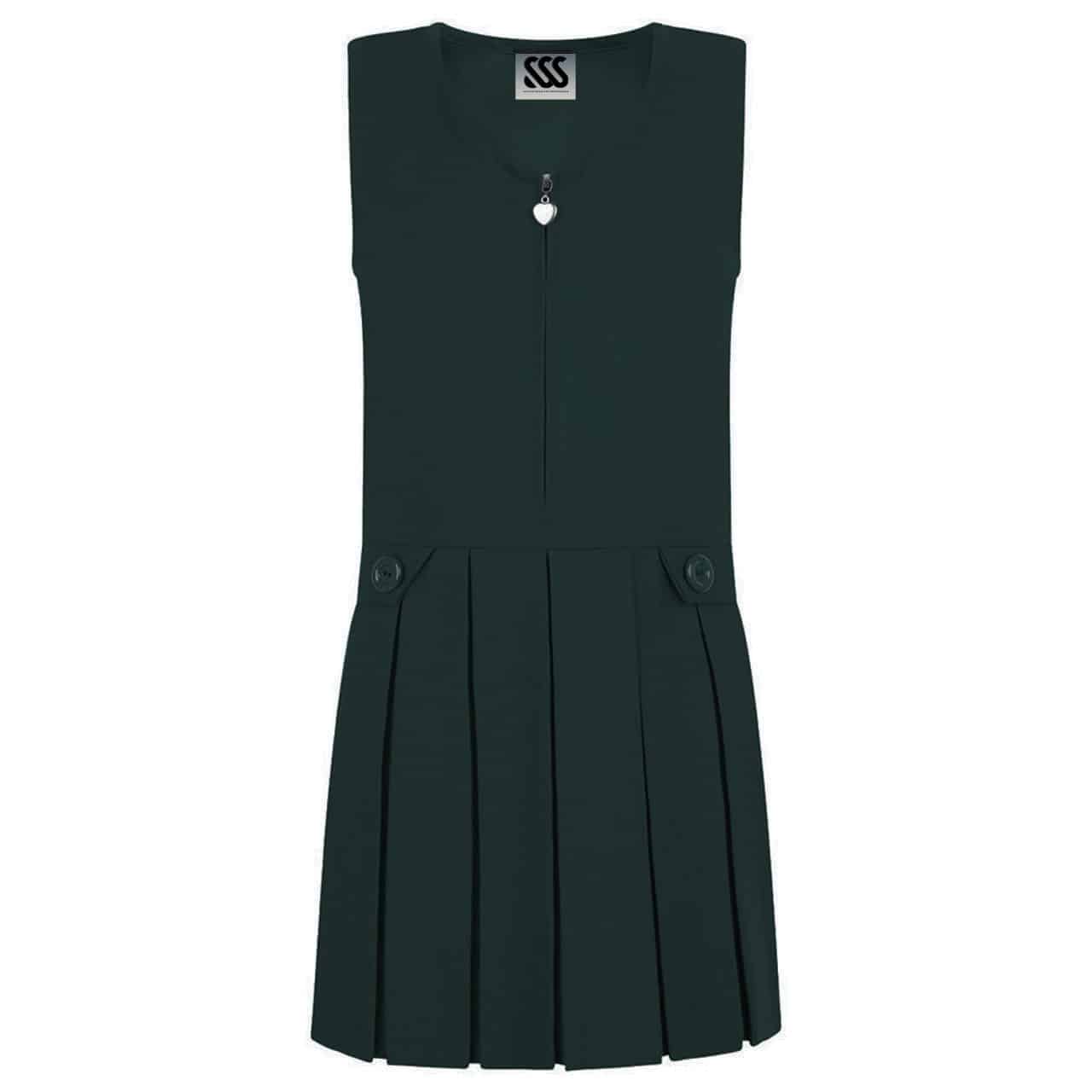 Box Pleat Zip Front Pinafore